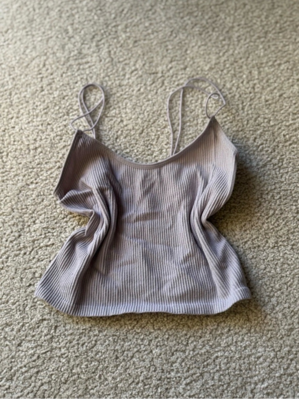 Zara Ribbed Spaghetti Strap Cami - Light Mauve